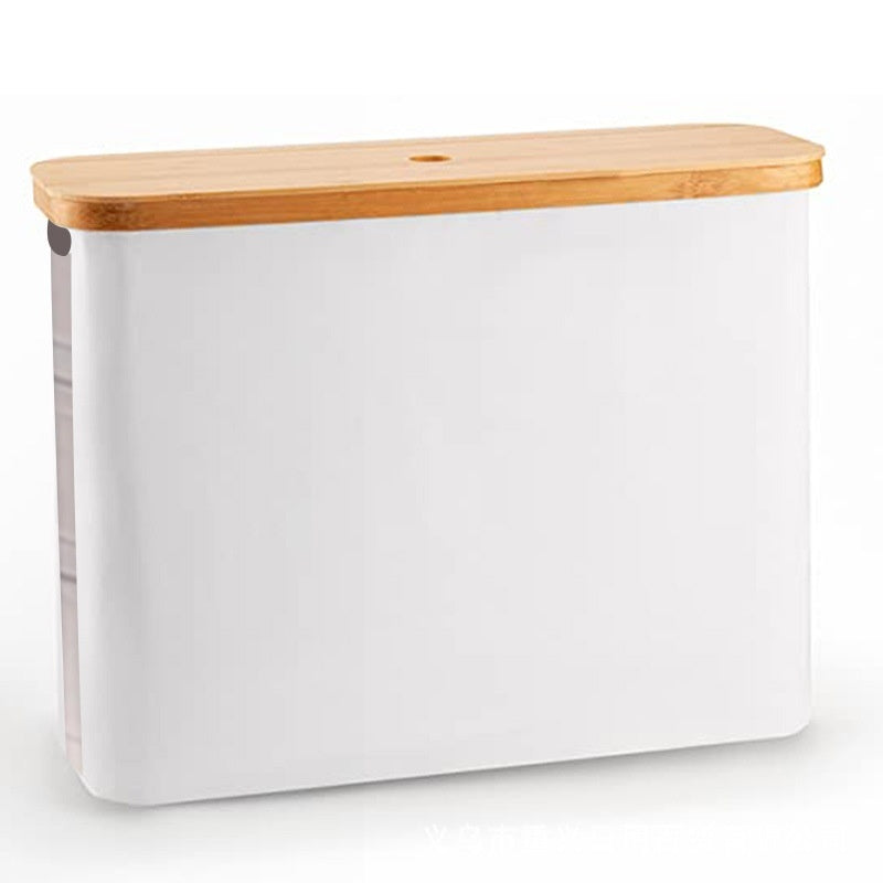 Bamboo Cover With Transparent Roll Paper Storage Basket