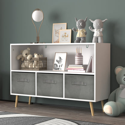 Children's Bookcase With Foldable Fabric Drawers, Children's Book Display, Toy Storage