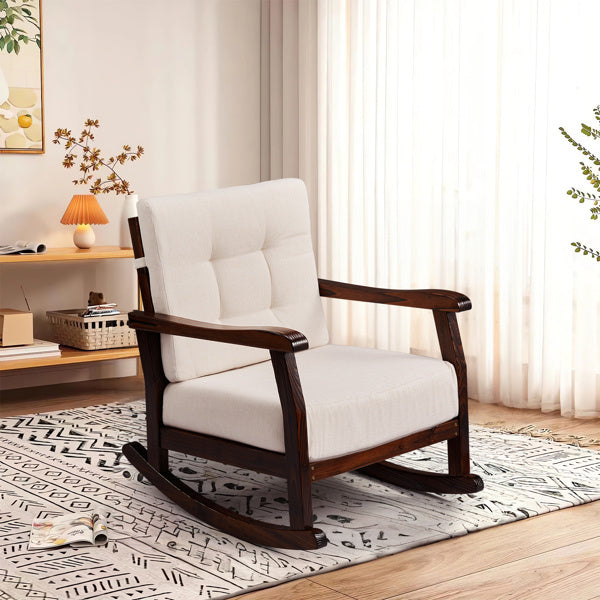 Carbonized Cedar With Detachable Beige Cushion Rocking Chair