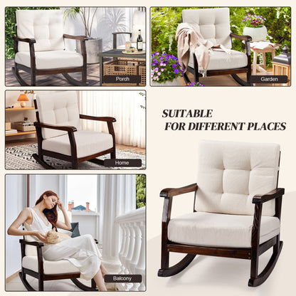 Carbonized Cedar With Detachable Beige Cushion Rocking Chair