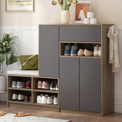 2-in-1 Shoe Storage Bench And Shoe Cabinet