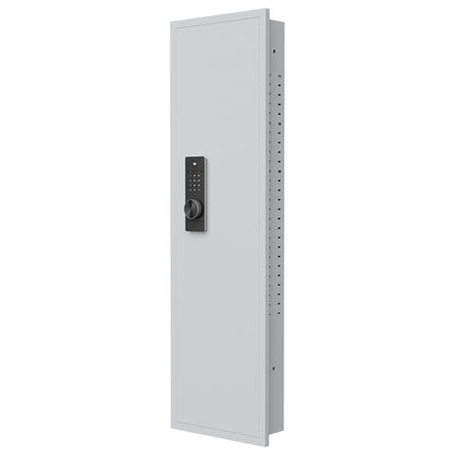 53Passwod Touch Panel In-Wall Safe,Hidden Wall Gun Safe For Rifles With Adjustable Shelves,Assembled Storage Multifunctional Wall Safe For Firearm And Valuables White-Digital