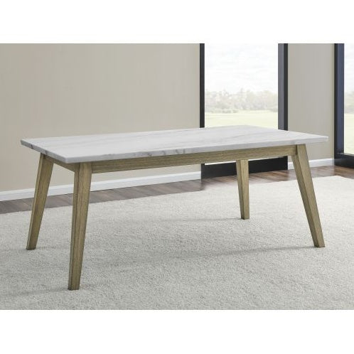 Vida - White Marble Top Dining Table - Brown White