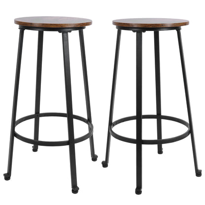 2PCS Vintage Bar Stools Pub Height Chairs Backless Barstools for Kitchen Furniture