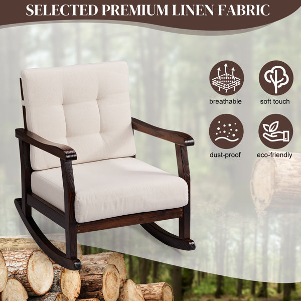 Carbonized Cedar With Detachable Beige Cushion Rocking Chair