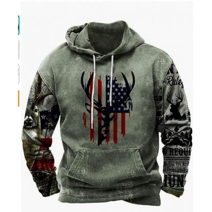 Retro Sweater 3D Printing Plus Size Loose Leisure Pullover Hoodie