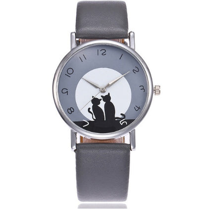 Nouveau Mode Belle Chat Montre En Cuir  Femmes Montres Quartz