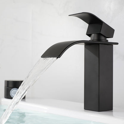 Waterfall Bathroom Wash Basin Toilet Bathroom Table Counter Basin Tap Hot And Cold Black