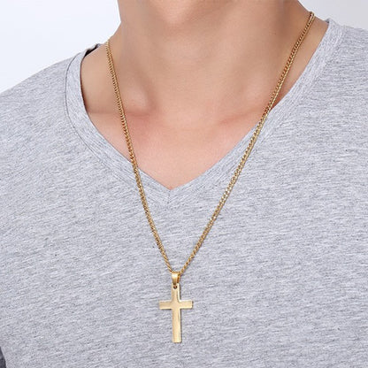 Classic Cross Necklace Men's Pendant Fashion Stainless Steel Jewelry