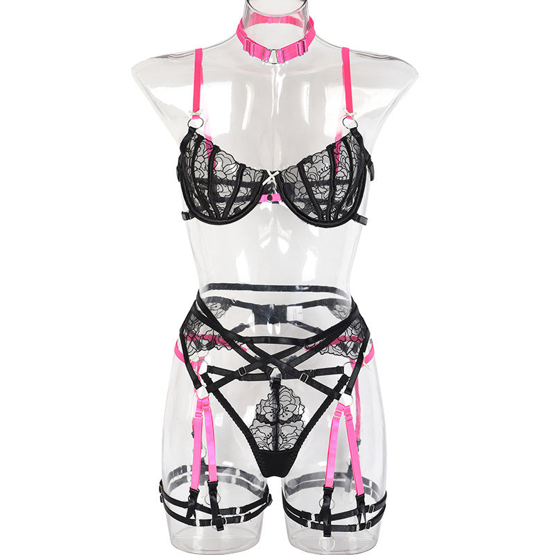 Tulle Embroidery Cut-out  Underwear Set