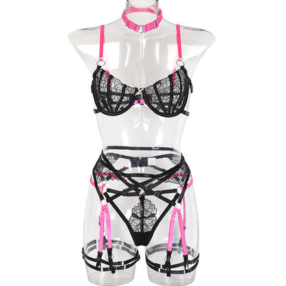 Tulle Embroidery Cut-out  Underwear Set