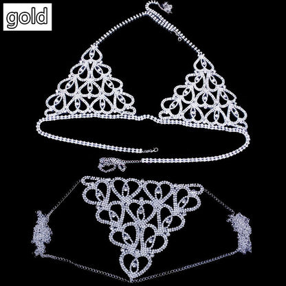 Body Chain Rhinestone Luxury Underwear Set