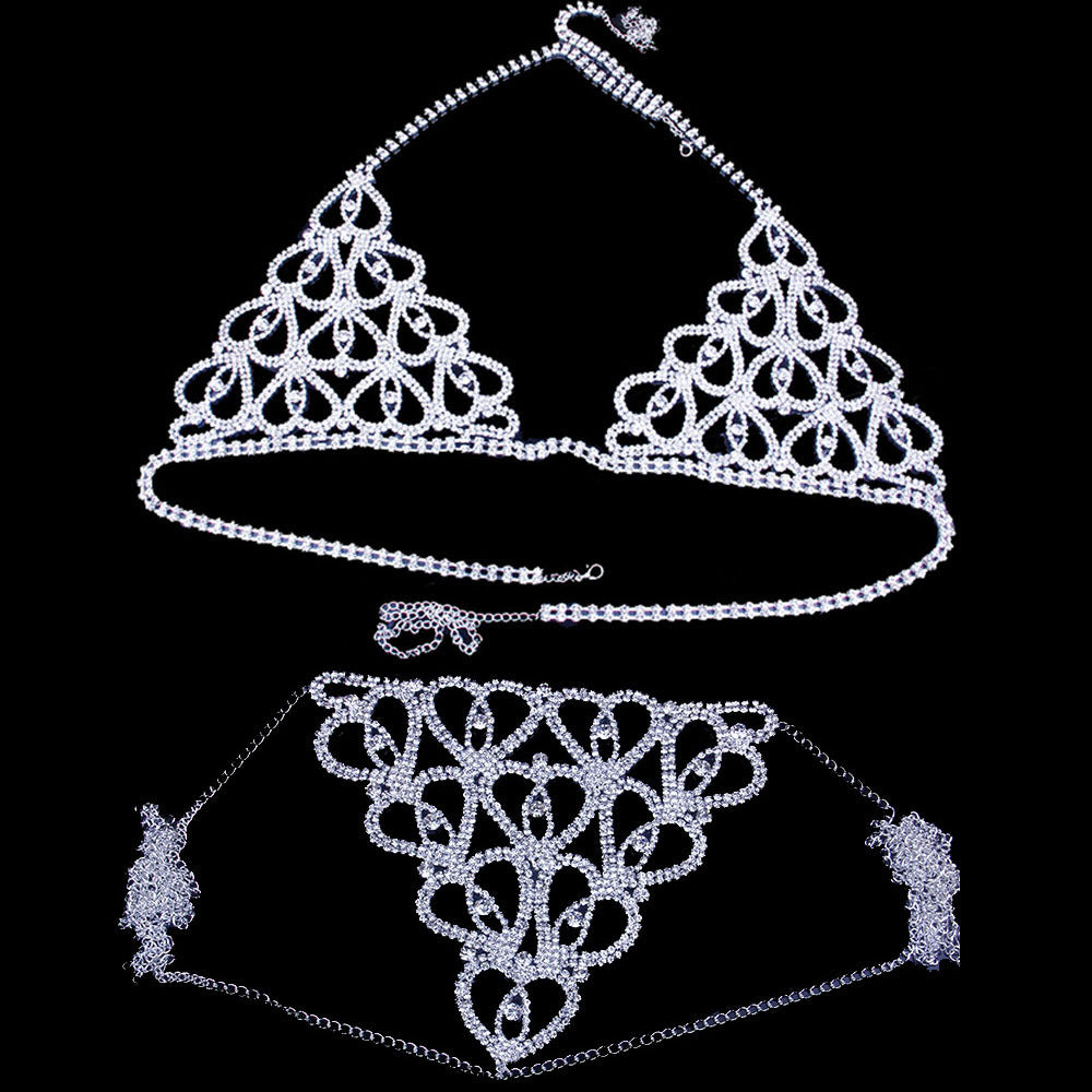 Body Chain Rhinestone Luxury Underwear Set