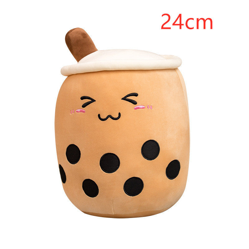 Cute Fruit Drink Plush Stuffed Soft Strawberry Milk Tea Plush Boba Tea Cup Toy Bubble Tea Pillow Cushion Kids Gift