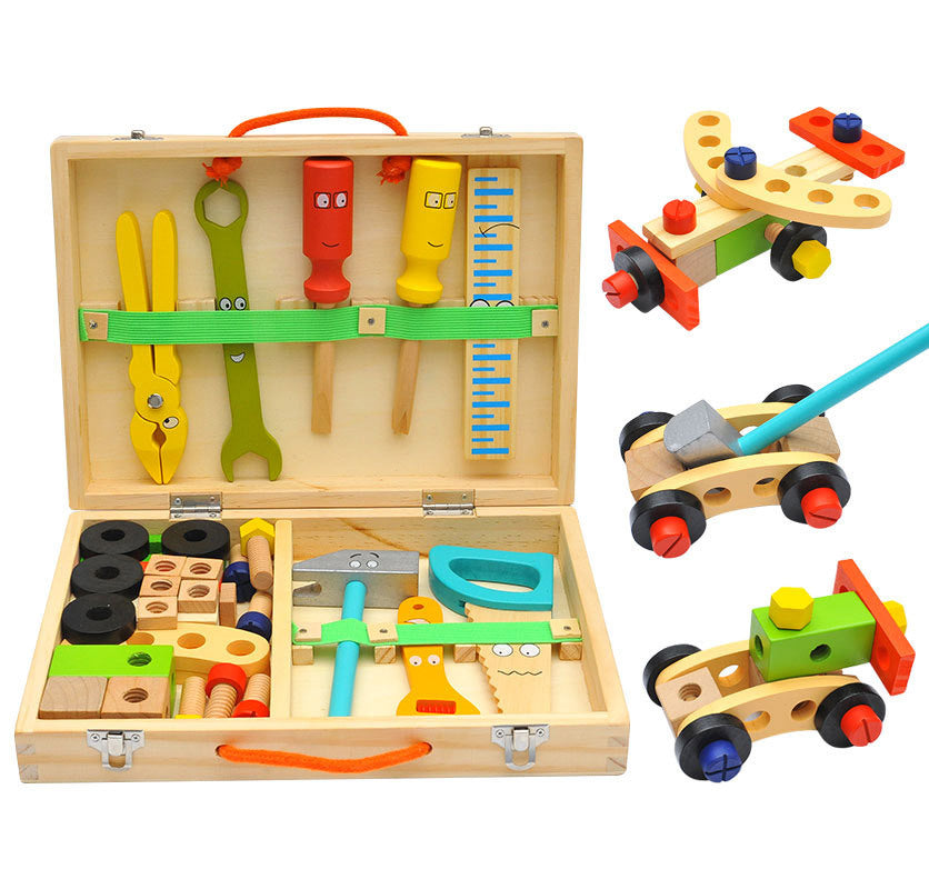 Children's Maintenance And Management Of Wooden Toolbox Toys Simulation Disassembly And Assembly Multi-purpose Woodworking