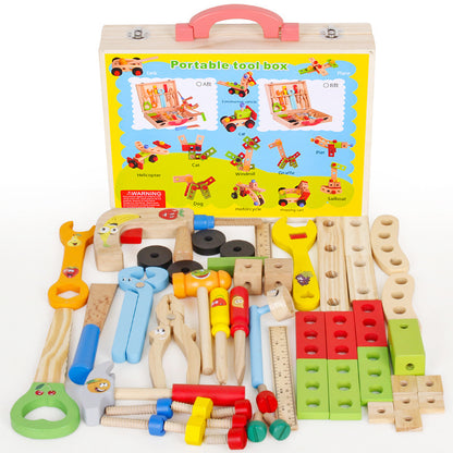 Children's Maintenance And Management Of Wooden Toolbox Toys Simulation Disassembly And Assembly Multi-purpose Woodworking