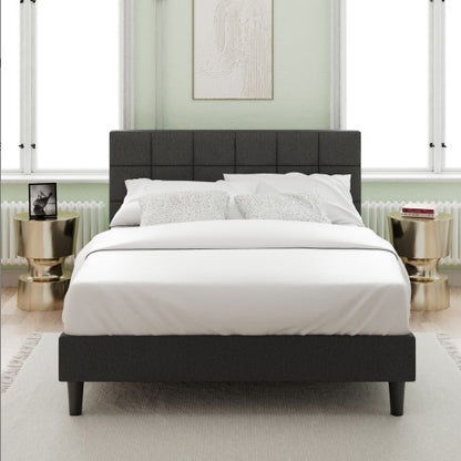 Upholstered Platform Bed Square Stitch - King