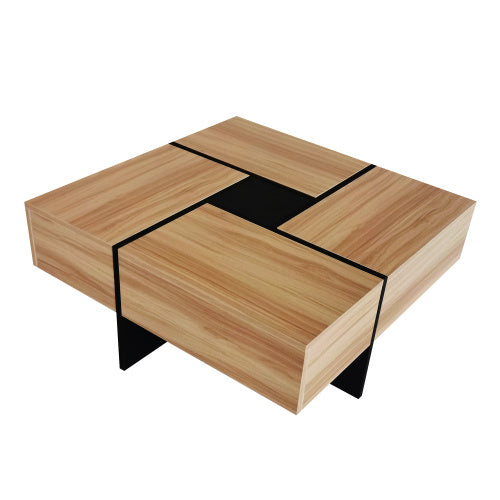 Unique Design Coffee Table With 4 Hidden Storage Compartments