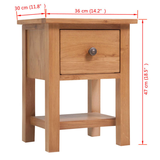 vidaXL Nightstand 36x30x47 cm Solid Oak Wood