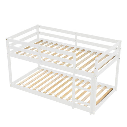 Twin Over Twin Floor Bunk Bed, White