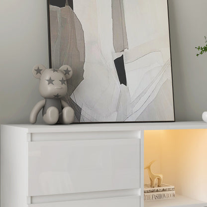 Storage Cabinet With White High Gloss LED Light