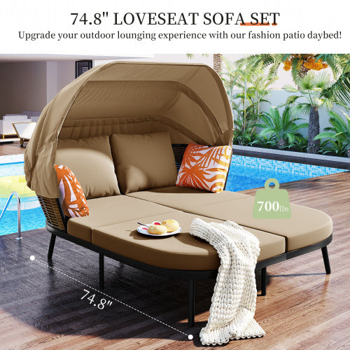 Terrace Daybed With Retractable Sunshade