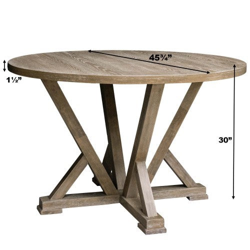 Round Dining Table 45.7 Inches Solid Wood