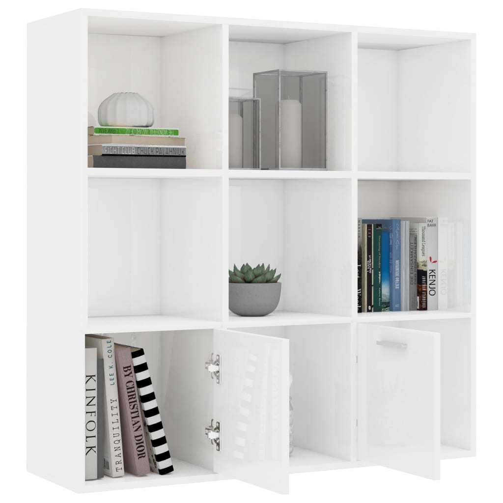 vidaXL Book Cabinet High Gloss White 98x30x98 cm Engineered Wood