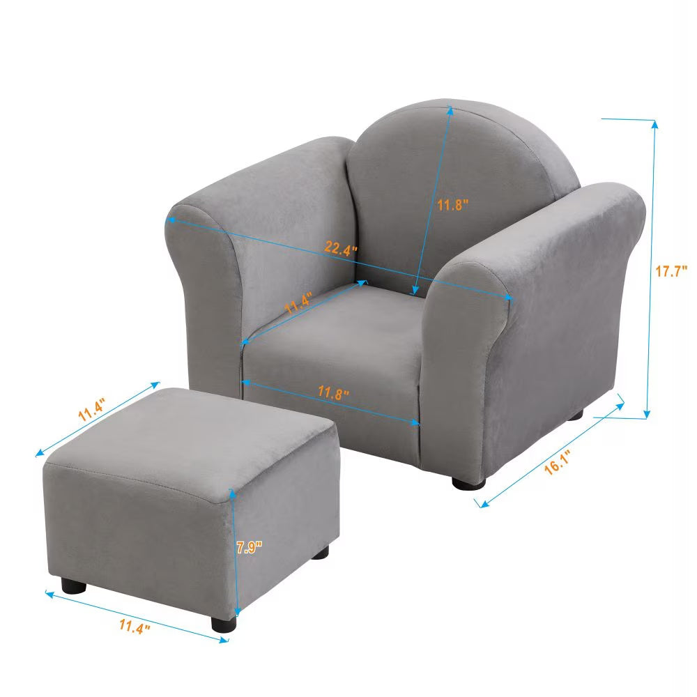 Children's Upholstered Sofa With Ottoman