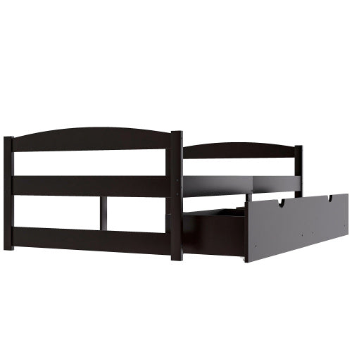 Twin Size Platform Bed, With Two Drawers, Espresso