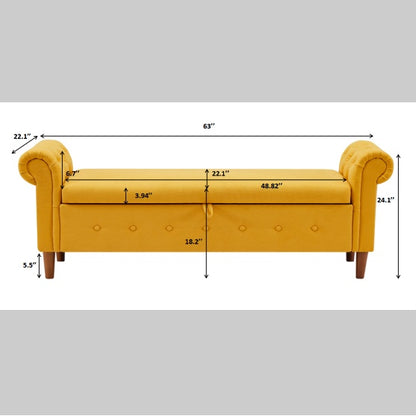 Yellow Multifunctional Storage Rectangular Sofa Stool