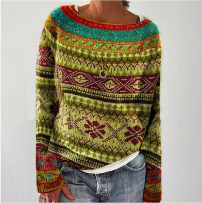 Women's Round-neck Loose Multicolor Fashion Pullover Sweater Casual Women's Clothing Fashion Knit Top Outerwear