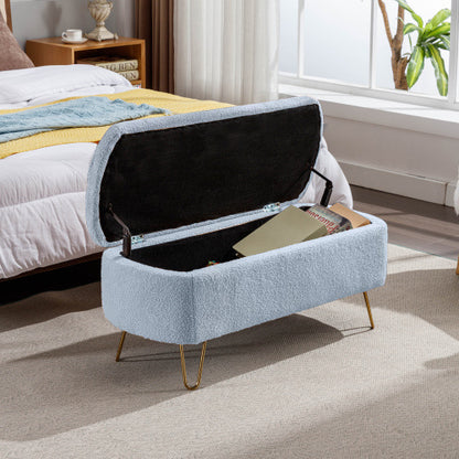 Blue Bedside Storage Footstool