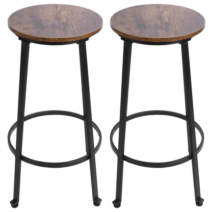 2PCS Vintage Bar Stools Pub Height Chairs Backless Barstools for Kitchen Furniture