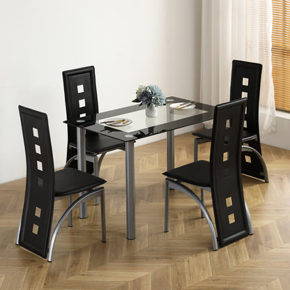 Black And Clear Dining Table Set