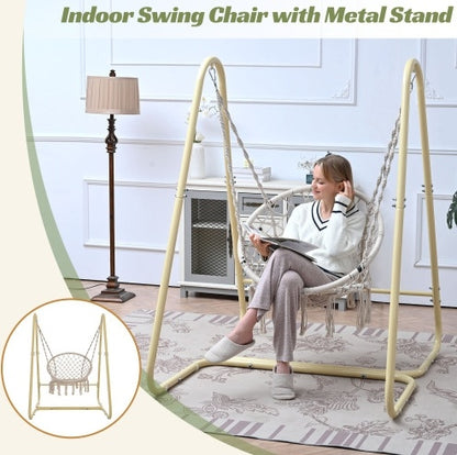 Swing Chair Handmade Macrame Swing Hammock Chair With Stand