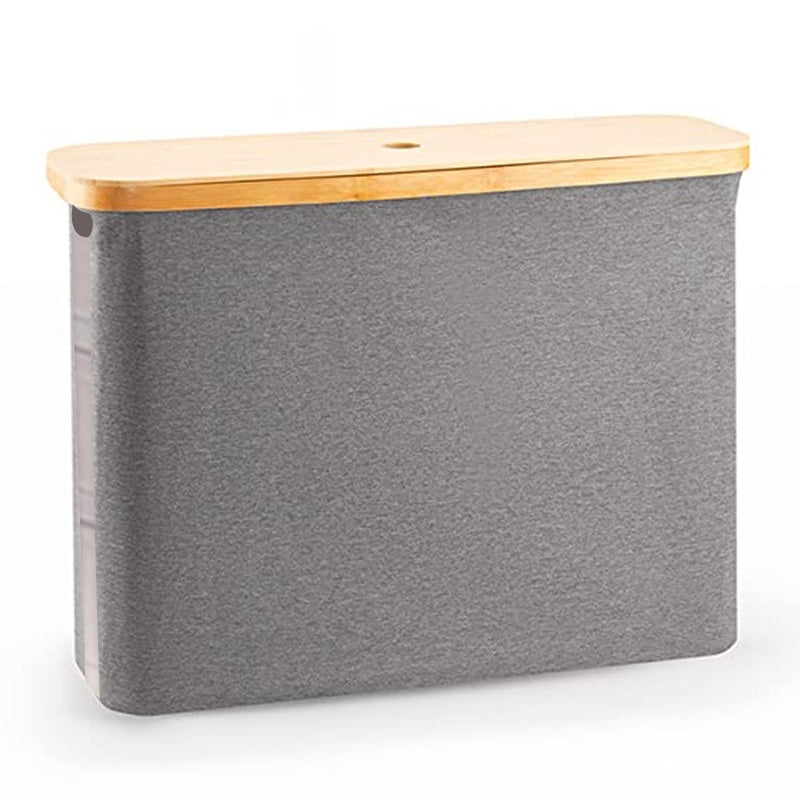 Bamboo Cover With Transparent Roll Paper Storage Basket