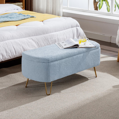 Blue Bedside Storage Footstool