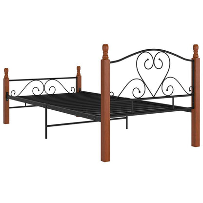 vidaXL Bed Frame without Mattress Black Metal 90x200 cm