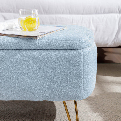 Blue Bedside Storage Footstool