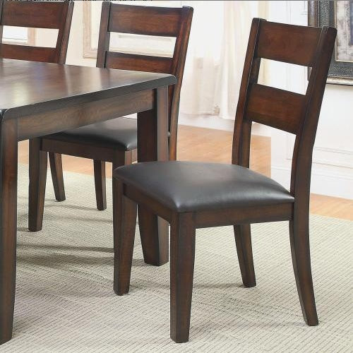 Dark Cherry Finish Solid Wood Transitional Style Kitchen Set Of 2pcs Dining Chairs Bold Sturdy Design Chairs Dining Room Furniture Padded Leatherette Seats