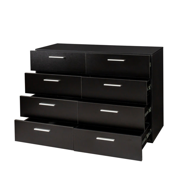 Black Particleboard Eight Drawer Cabinet