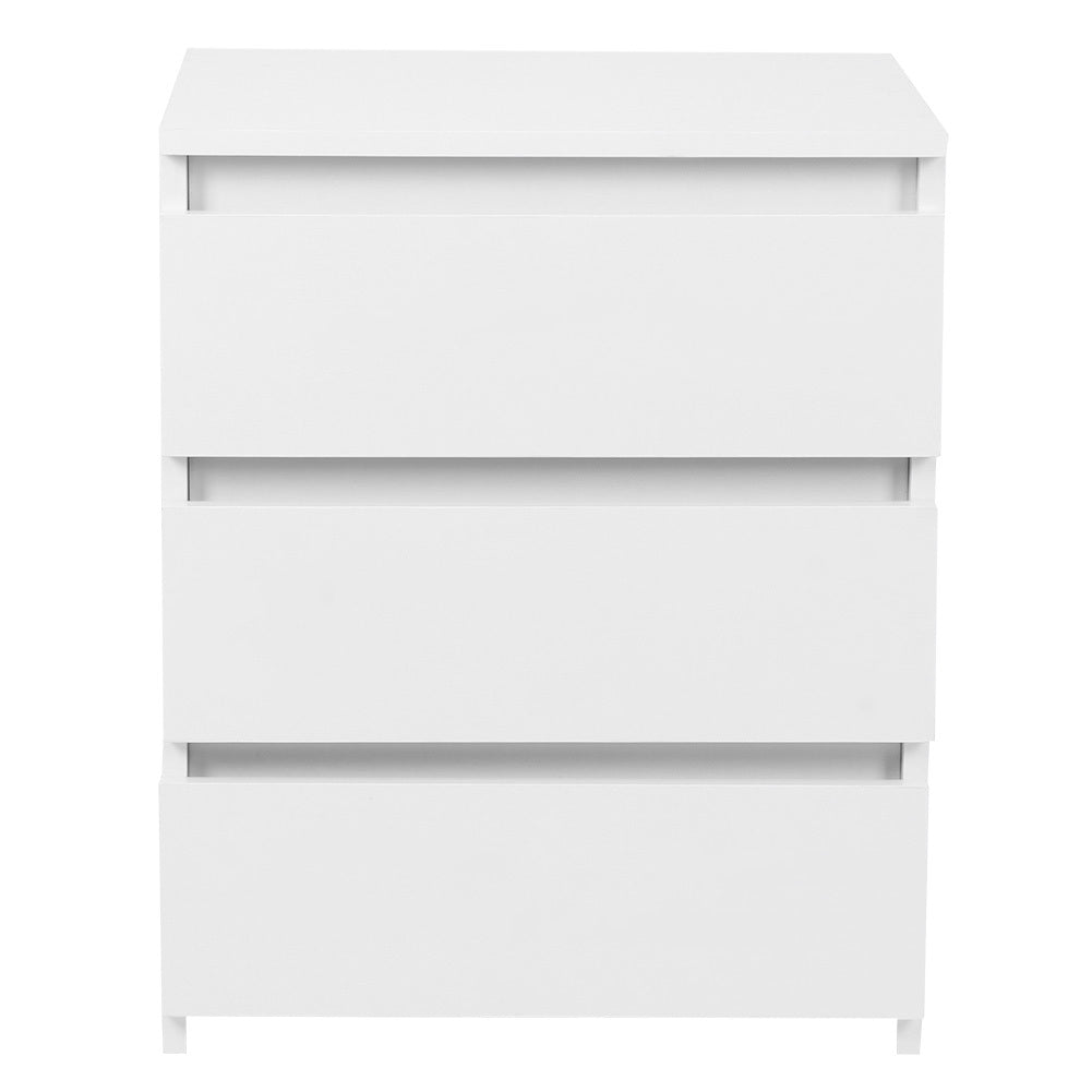 White Modern Bedside Table Cabinet Nightstand with 3 Storage Drawers Bedroom Furniture