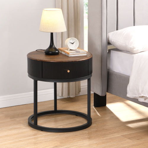 Round Bedside Table With Drawers