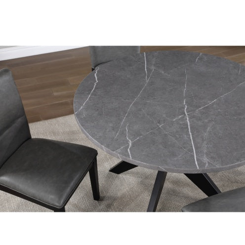 Amy - Round Faux-Marble Dining Table - Gray