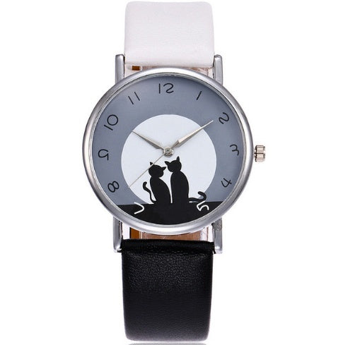 Nouveau Mode Belle Chat Montre En Cuir  Femmes Montres Quartz