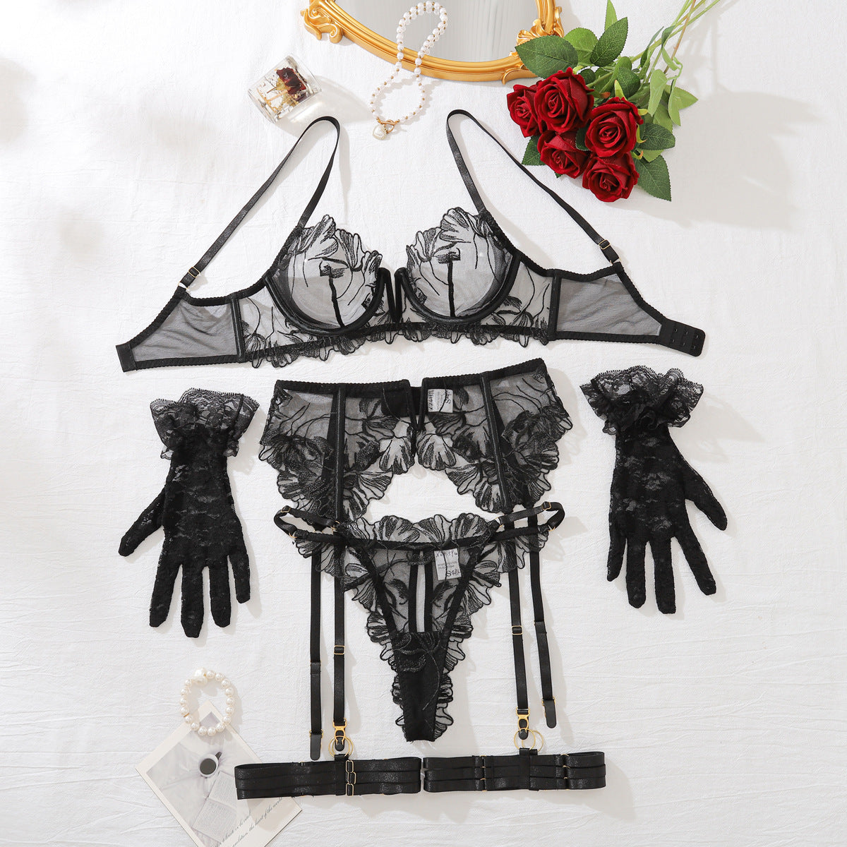 Bra Set Women's Underwear And Underwear Garter Five-piece Set