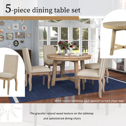 5-piece Farmhouse Wooden Dining Table Set