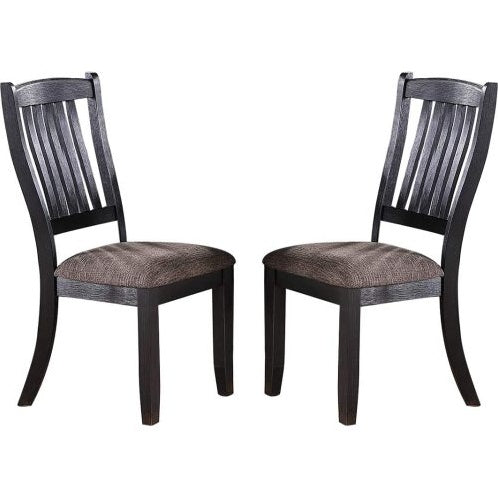 Dark Coffee Classic Wood Kitchen Dining Room Set Of 2 Side Chairs Fabric Upholstered Seat Unique Design Back