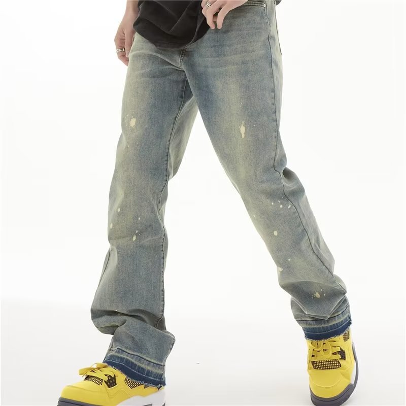 American Retro Distressed Yellow Mud Dyed Pants